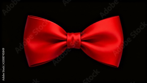 Red bow tie on black background