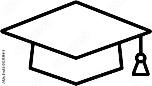 Graduation Cap Outline Vector Icon for Education and Success