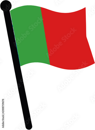 Green and Red National Flag Icon Vector Illustration