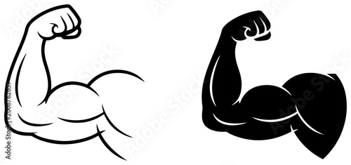 Bild auf Leinwand muscle bicep strength gym icon set