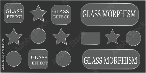 Foto Graphic designer creates glass morphology effect on shapes and text