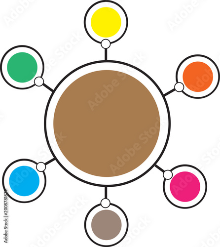 Circular infographic diagram, colorful process chart vector, 6 steps business flow template