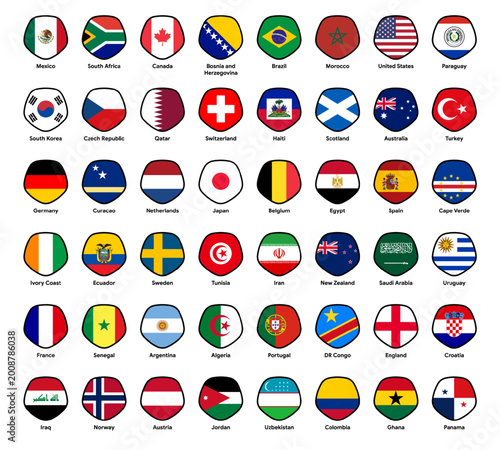 National flags participating teams ready-to-use for 2026 world football soccer final tournament event and media with rounded pentagon Free Download National flags participating teams ready-to-use for 2026 world football soccer final tournament event and media with rounded pentagon - GFXLoad