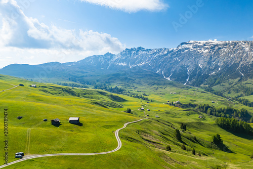 Картината върху платно Dolomites alps, alpine lush green meadows