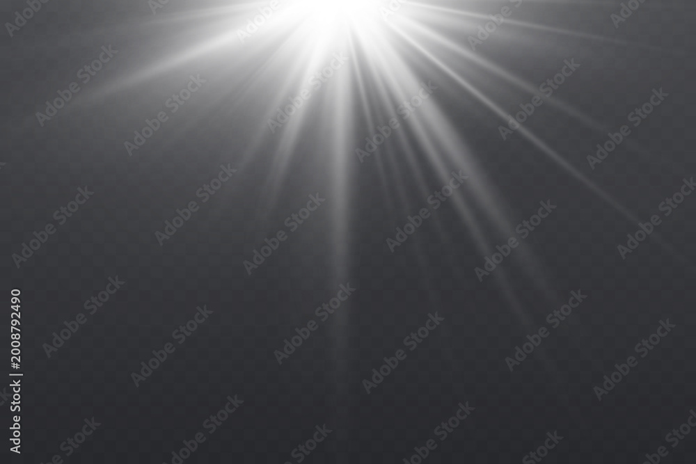 Fototapeta premium Bright light flare effect with radiating beams creating sun ray illumination