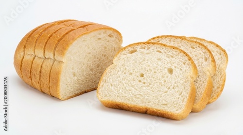 Freshly Baked Sliced White Bread Loaf with Golden Crust and Soft Texture.