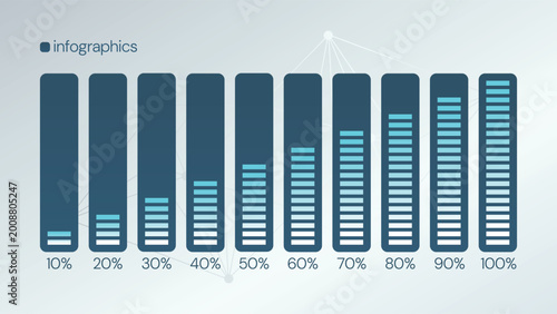 10 20 30 40 50 60 70 80 90 100 percent charts. Vector percentage infographics. Illustrations for business, finance, progress, download, report, web design