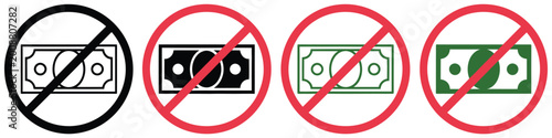 Foto No cash icon set featuring simple thin line style logos for cashless payment res