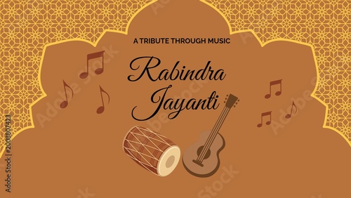 Fotografie Rabindra jayanti celebration with sitar and tabla