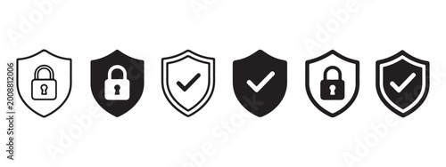 Security Shield Icon Set Vector Protection Design