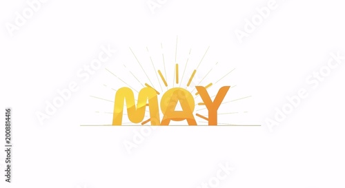 May Month with Radiant Golden Sun Rays and Bright Typography