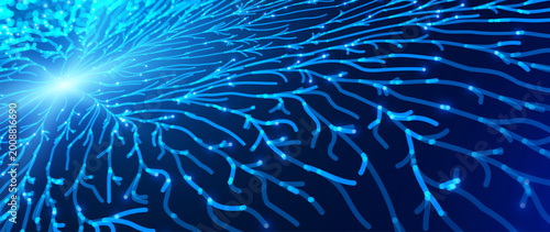 Cuadro en lienzo Abstract Artificial Neural Network Flow Lines