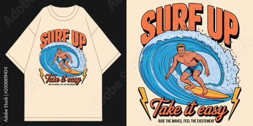 Foto surf up take it easy ride the waves feel the excitement retro surfer vintage oce
