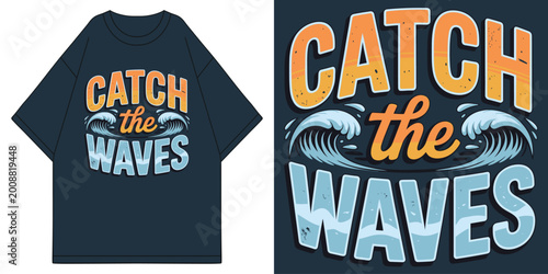 Photos catch the waves retro ocean surfing typography vintage coastal beach aesthetic g