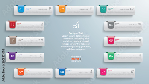 Pres 12 Tabs Gray Infographic Template