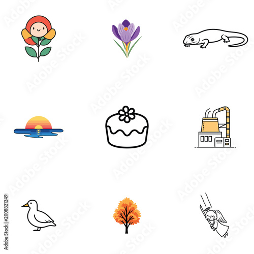 Garden lizard and floral pattern vector on blue checked background