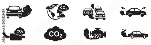 Foto Car CO2 emissions icon set