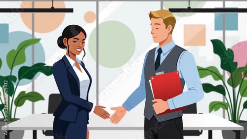 Business handshake deal success collaboration office