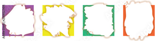 Photos A collection of four creative frames featuring hand-drawn irregular borders placed over vibrant solid color squares