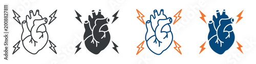 Fotografía Heart Attack Icon Set Multiple Style Collection
