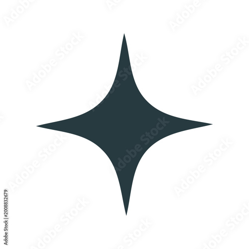 Fotografie Simple four pointed star shape icon design in dark blue color for graphic projec