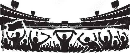 silhouette of Glasgow stadium crowd cheering