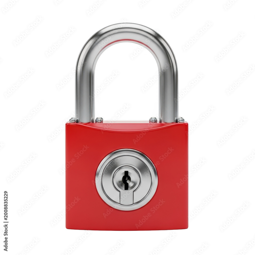 Naklejka premium Red padlock with a distinctive red and black emblem in the center