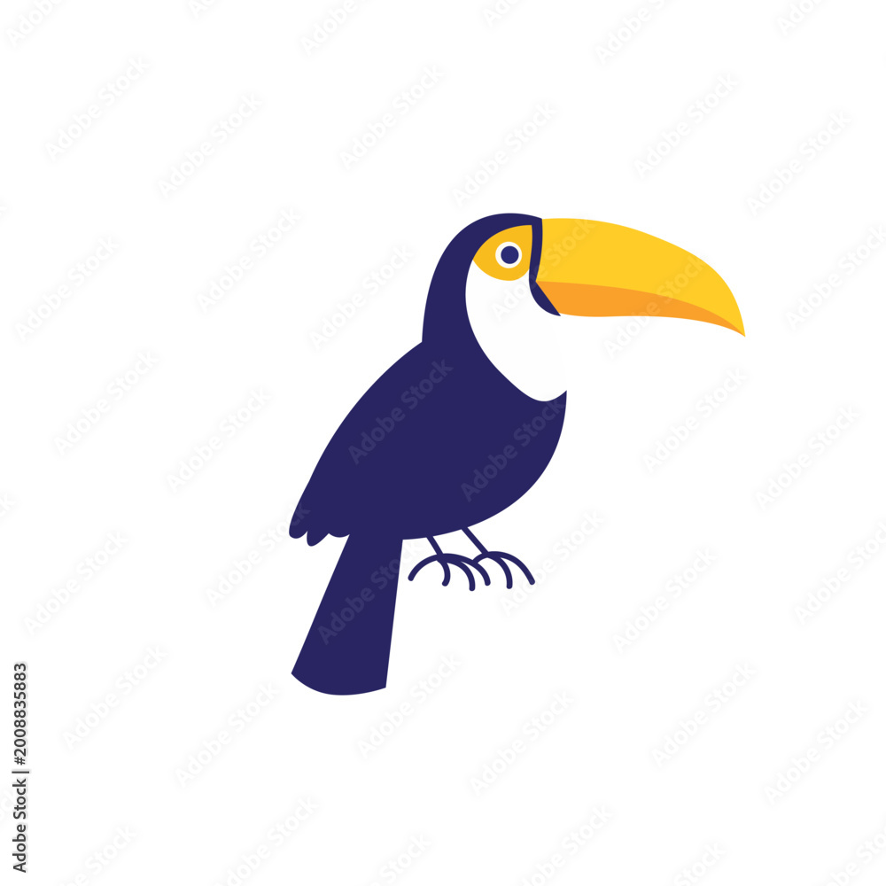 Fototapeta premium Tropical toucan bird with a large yellow beak