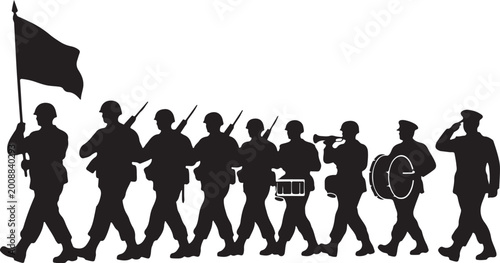 Foto silhouette of armed forces parade marching