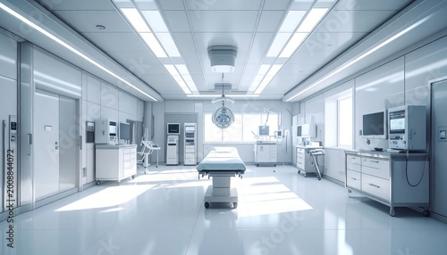 Modern Futuristic Operating Room with Advanced Medical Equipment.