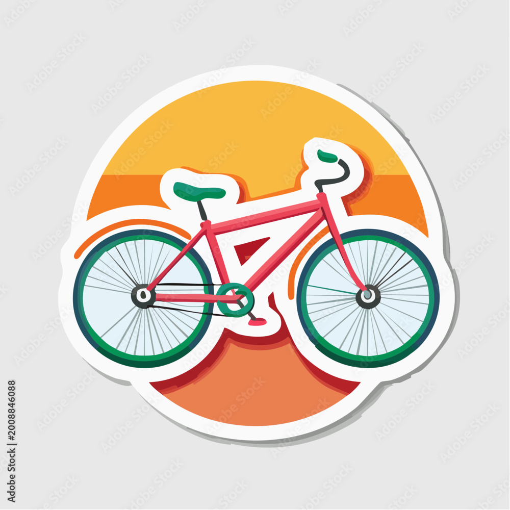 Fototapeta premium Stylized Red Bicycle Illustration with Sunset Background