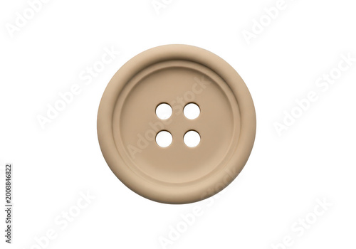 A single round beige clothing button featuring four small holes in the center for secure sewing isolated on transparent background