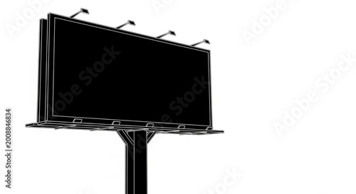 Blank Black Billboard Signboard for Advertising or Messaging.