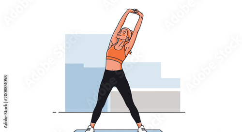 Fotografi Woman stretching arms overhead, fitness, workout, healthy lifestyle, active, exe
