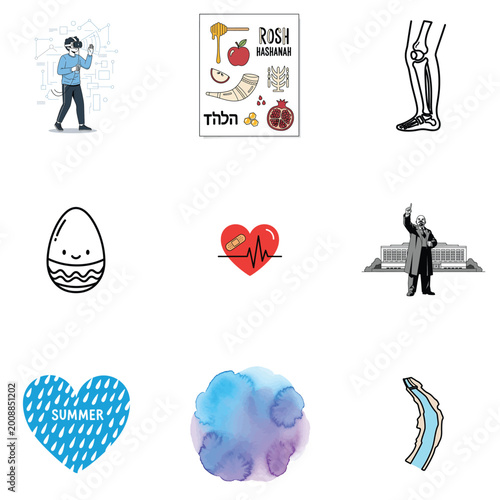 Abstract Rosh Hashanah and modern technology digital art
