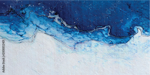 Fotografie Abstract background of white and blue ink waves with textured surface abstract b