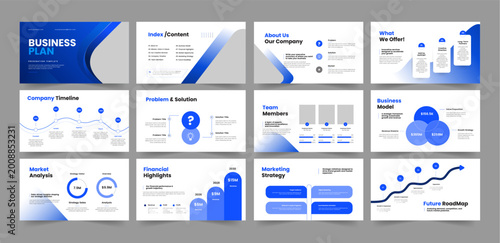 Business Plan Presentation Template, Pitch Deck Slides 