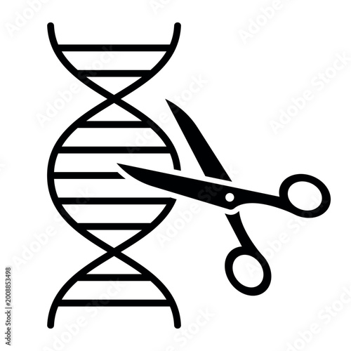 Fotografie Genome editing with scissors or eugenics flat vector icon