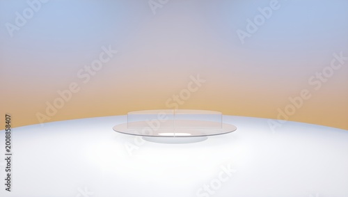 An empty white plate and a glass of water are placed on a clean table