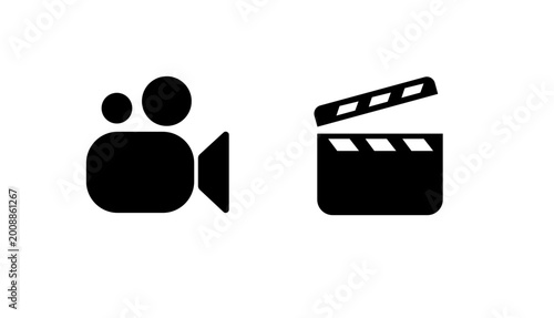 Photos Clapperboard set film production sign vector icon