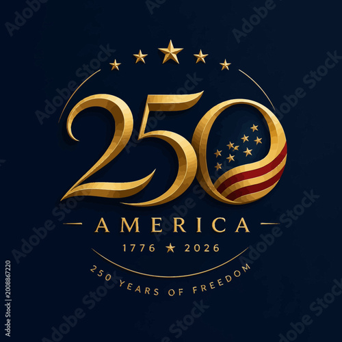 America 250th Anniversary Luxury Gold Logo: USA Semiquincentennial 1776–2026 250 Years of Freedom