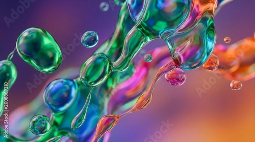 Liquid Abstract Shapes Floating on Vibrant Gradient Background