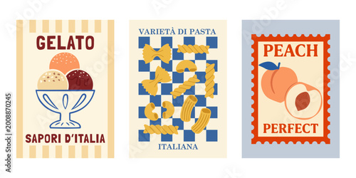 Tableau sur toile Italian food poster set