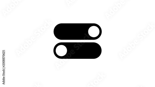 Minimalist double toggle switch icon with transparent animation background