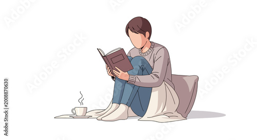 Fotografía Person enjoying a cozy moment reading a book at home.