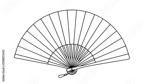 Hand fan outline icon vector illustration minimal folding fan clipart isolated on white background