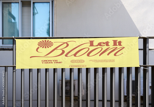 Mockup Template of Urban banner Poster on Balcony Railing