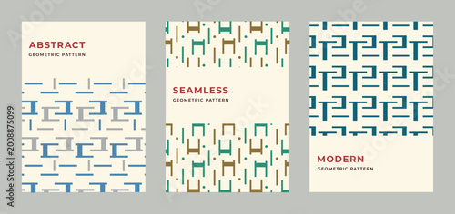 Set of three modern geometric seamless vector patterns