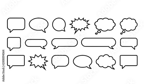 Minimal speech and chat bubbles vector collection with modern and comic styles isolated on white
