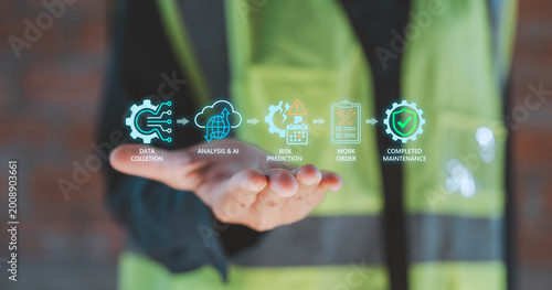 Foto Predictive maintenance artificial intelligence data analysis risk prediction con